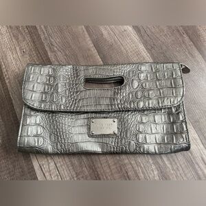 NINE WEST silver Y2K croc embossed handle clutch bag formal classy wedding prom